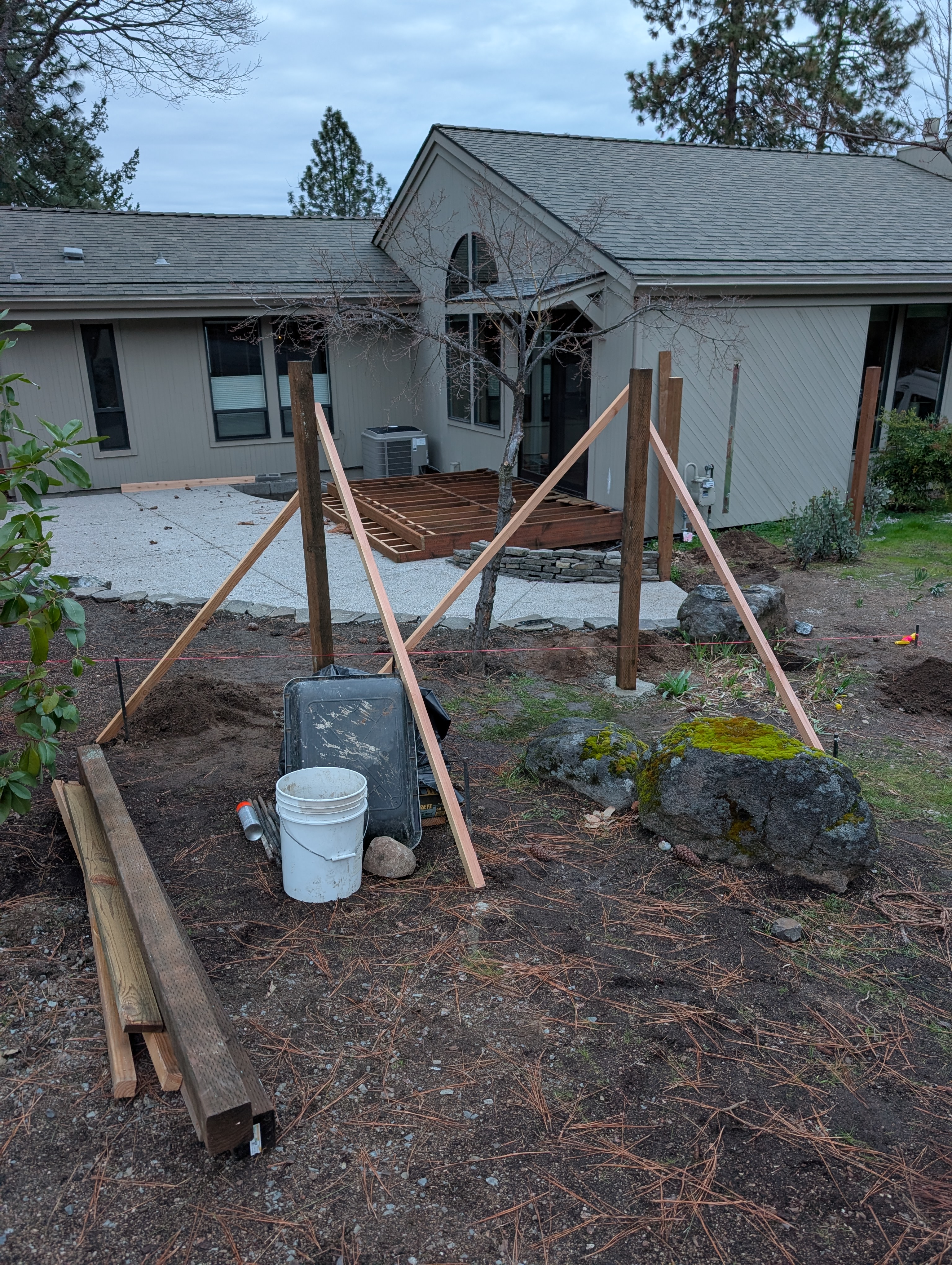 Posts set, early construction